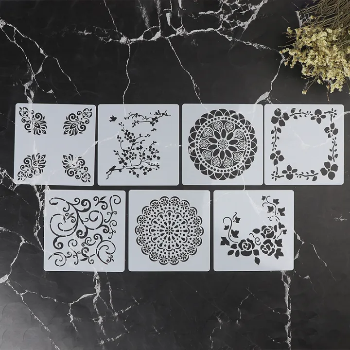 7pcs%20Craft%20Scrapbooking%20Embossing%20Template%20Diy%20Wall%20Painting%20Layering%20Stencils%20Qoddess%20-%20Image%203