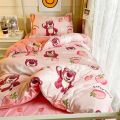 Kawaii Disney Losto Stitch Four-Piece Set Brushed Washed Cotton Single Double Duvet Cover Dormitory Bed Sheet Three-Piece Set. 