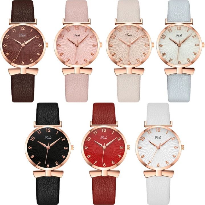 Elegant Classic Petal Pattern Luxury Leather Strap Ladies Quartz Watch Women Wristwatch Bracelet Wrist