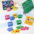 Kids' Face Change Expression Puzzle Building Blocks Montessori Cube Table Game Toy Early Educational Toys for Children Gifts. 