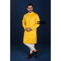 Yellow Color Silk Semi Long Panjabi - Panjabi.
