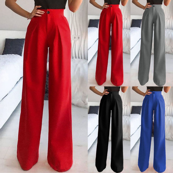 Wide Leg Pants For Women Trousers Solid Casual High Waisted Wide Leg Palazzo Trousers Women's Pants Sweat Pants For Womens