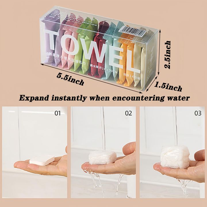 Travel%20Towel%20Compressed%20Tablets%2014-Pack%20%E2%80%93%20Portable%20Soft%20Reusable%20Face%20Towels%20for%20Outdoor,%20Camping%20&%20Sports%20-%20Image%204