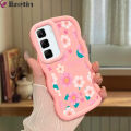 Jizetin for Infinix Hot 50 4G Back Cover Pink White Flowers Macaron Bright Color Wavy Shape Soft Mobile Phone Cases.