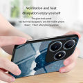 Biruiqu For Realme C63 Shockproof Starry Colorful Tempered Glass Back Soft Silicone Edge Case Cover. 
