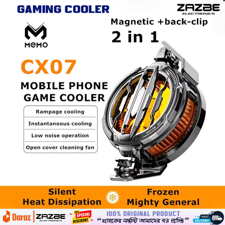 MEMO CX07 Magnetic Phone Cooler – 15W Semiconductor Cooling Fan, Back-Clip Radiator for iPhone & Android, Type-C