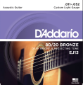 D'Addario EJ13 80/20 Bronze Acoustic Guitar Strings, Custom Light, 11-52. 