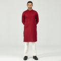 Masculine Semi Fit Embro Panjabi -  Devil Red. 