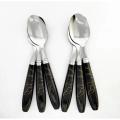 cha-camoch Stainless Steel Tea Spoon Set/SS Spoon With Ceramic Design Plastic Handel (6 pcs set).