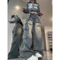 EmotionaE Multi-pocket Design Streetwear Cargo Pants Women Autumn Winter Wide-leg Trendy Niche Washable Oversized Jeans Women Y2k Baggy.