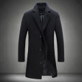 Men Wool Blend Long Coat Autumn Winter Solid Color Lapel Collar Woolen Coat Fashion Slim Windbreaker Jacket Men Clothing BunnyGarden.