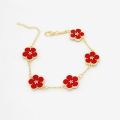 CARLIDANA Luxury Design Five Leaf Flower Bracelet Wholesale Vacuum Gold Plated Fashion Colorful Flower Jewelry for Women Party.