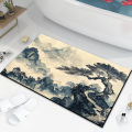 New Chinese style bathroom mat, diatom mud, absorbent carpet, national style, bamboo, toilet door mat, washstand, foot mat. 