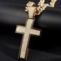 Punk Luxury Rhinestone Big Cross Pendant Cuban Necklace For Women Hip Hop Iced Out Cuban Link Chain Necklace Rapper Men Jewelry.