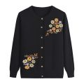 Middle-aged and Elderly Women's Sweaters Knit Cardigan Spring Autumn Thin Single-breasted Long Sleeve Sweater Coat Female Tops. 