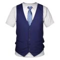 Funny Fake Suit 3D T shirt Tuxedo Bow Tie 3D Printed T shirts Men Summer Fashion Short Sleeve Streetwear Fake Suit Vest Tshirt.