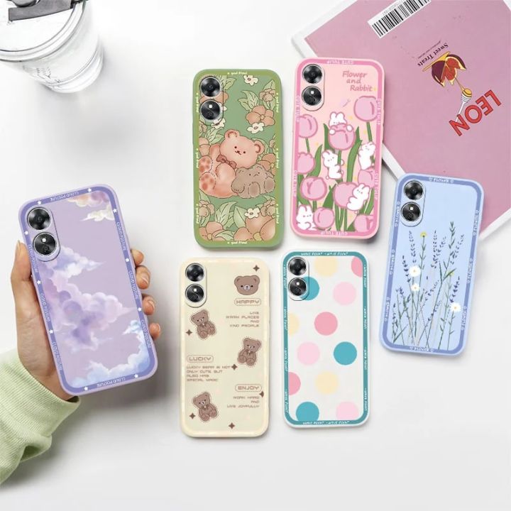 For OPPO A17 A17K Case Silicone Soft Phone Cover For OPPO A 17 A17 K OPPOA17 CPH2477 Flower Cloud Funda Couqe Shell Cases Bumper