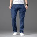 Brand Clothing Summer Lyocell Jeans Men Thin Loose Straight Stretch Denim Pants Light Blue Classic Trousers Large Size 40 42 44. 