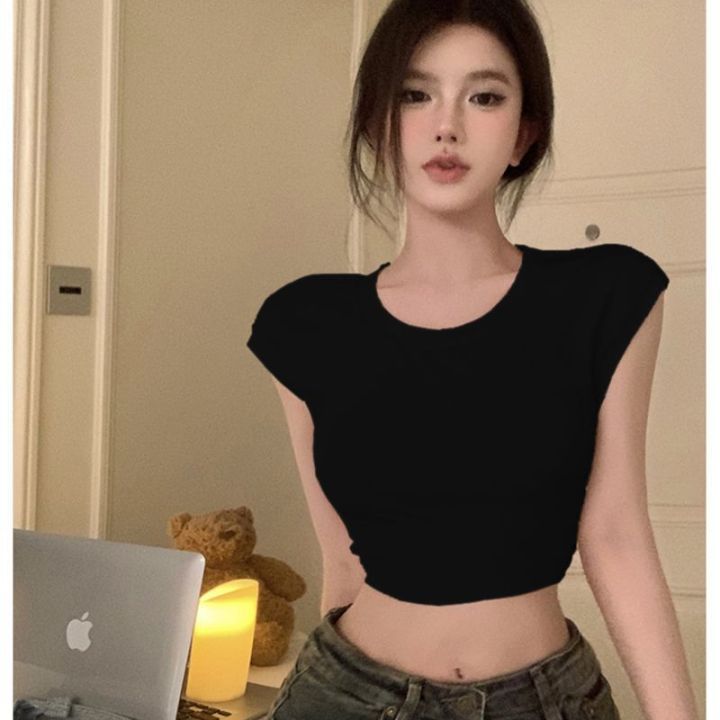 Pure%20Desire%20Wind%20Backless%20Tight%20High%20Waist%20Short%20Sleeve%20T%20T-shirt%20Women's%20Black%20Hot%20Girl%20Tied%20Slim%20Fit%20Chic%20Short%20Top%20New%20-%20Image%205