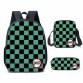New Demon Slayer Anime Backpack Kamado Tanjirou Student School Bags Kimetsu No Yaiba Bags Girls Boys Three-Pieces Notebook Bag. 