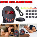 Digital Alarm Clock Intense Vibration USB Charging Large Display Bed Shaker Bedroom Clock Super Loud LED Display for Heavy Sleepers Home Use Wake-up Aid Management Auditory Impaired.