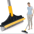 2 in 1 Cleaning Scrub Brush Grout Brush Scrape Floor Scrub Brush with Long Handle V-Shape Stiff Bristle Brush Scrubber with Squeegee 120°Rotating Magic Broom Brush for Cleaning Bathroom Glass Wall. 