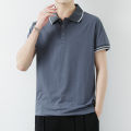Shen Geng men's solid color short sleeve polo shirt men's Korean version of the lapel light mature casual paul shirt summer half sleeve t-shirt men.