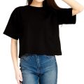 Premium Quality Drop Shoulder OverSize Black Crop Top For Girls.