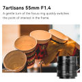 7artisans 55mm F1.4 MF Large Aperture Portrait Prime Lens For Sony E A6600 Canon EOS-M M50 FujiX X-A1 X-T1 Micro 4/3 E-PL1 E-M10. 