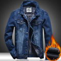 Winter Men's Denim Jacket Thicken Fleece Warm Coats Fashion Classic Lapel Slim Biker Jeans Jacket Outwear Male Brand Clothing. 