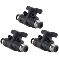 6mm Push Connect Valve Ball Valve 6mm Air Flow Control Valve Quick Connect Valve Tube Fittings 3 Pack Easy Install Easy to Use.