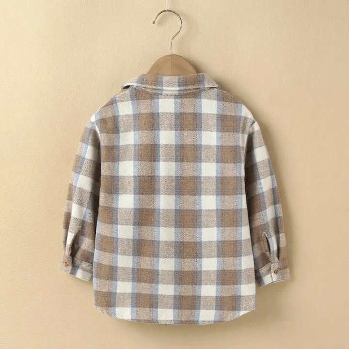 Children%20Baby%20Girl%20Boy%20T-shirt%20Clothes%20Fall%20Winter%20Clothing%20Casual%20Lapel%20Shirt%20Long%20Sleeves%20Check%20Single-breasted%20Tops%20-%20Image%204