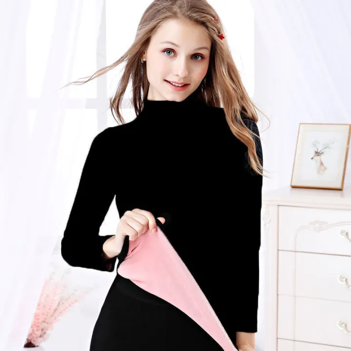 Thermal%20Underwear%20Women%20Plus%20Velvet%20Thickening%20Suit%20Mid-High%20Collar%20Suit%20Winter%20Slim%20Autumn%20Clothes%20+%20Long%20Trousers%20Long%20Johns%20-%20Image%205