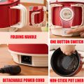 Multifunctional Mini Electric Cooker 1.5L Folding Handle Multi Cooker Multi Rice Cooker Portable Electric Hot Pot Non-stick Liner. 