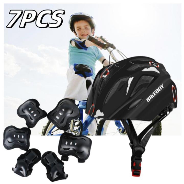Kids Bicycle Helmet Children Sports Safety Cycling Helmet Knee Elbow Pad Sets Balance Bike Roller Skating Helmet Guard Capacetes