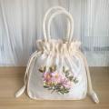 Portable Top-Handle Bags Women Flower Embroidered Silk Mini Potli Bag Chinese Style Females Handbags Retro Drawstring Shopping Handbag. 