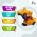 Battery Operated Light & Music 360 Degree Rotating Transformer Robot Car TOY. 