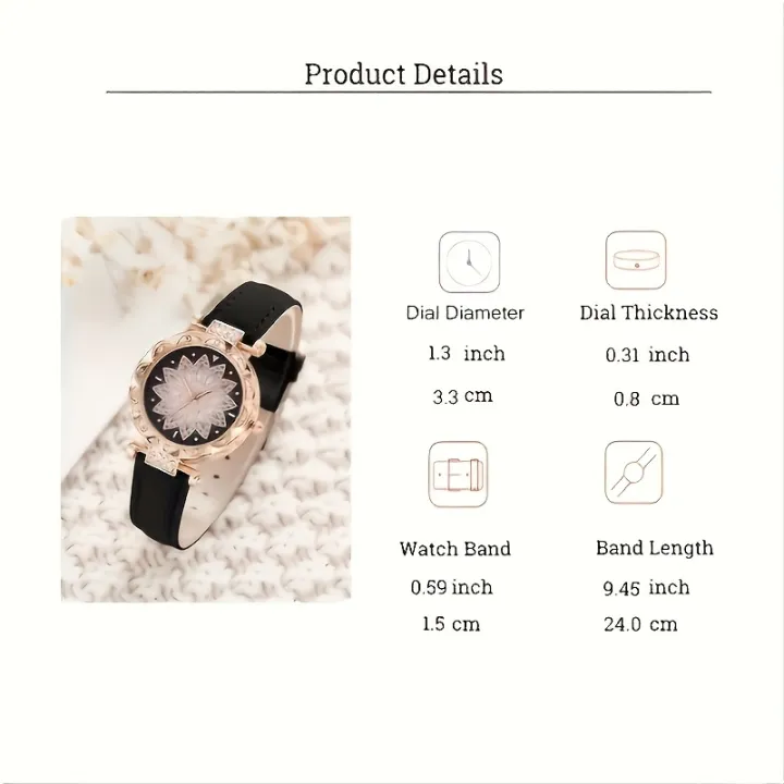 Women's%20Watch%20Flower%20Fashion%20Quartz%20Watch%20Sparkling%20Rhinestone%20Analog%20Wrist%20Watch%20&%201pc%20Rose%20Flower%20Bracelet,%20Gift%20For%20Mom%20Her%20-%20Image%204