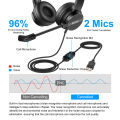 EKSA H12/H12E Wired Headset 3.5mm/USB On-Ear Computer Headphones with Rotatable Microphone Noise Cancelling for Call Center.