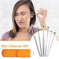 6PCS Ear Pick Set Portable Ear Cleaner Set Stainless Steel With PU Lather Cas. 