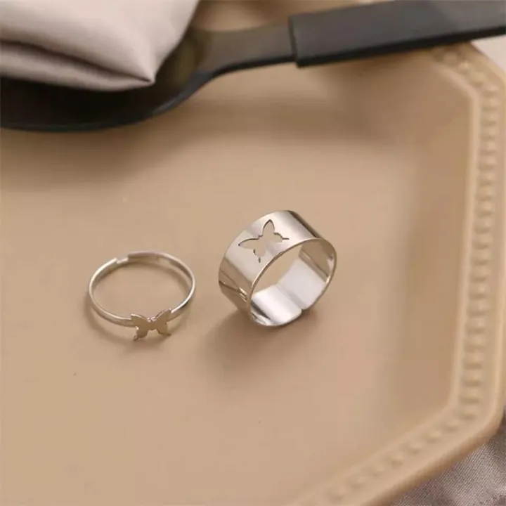 Butterfly%20King%20and%20Queen%20Couple%20Ring%20Set%20In%20Titanium%20Colour-Sliver%20-%20Image%203