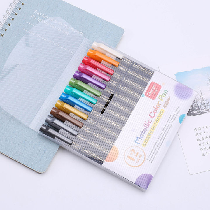 Guangna 3700 Metal Paint Pen Marker Ceramic Album DIY Graffiti Drawing Pen Soft Tip Calligraphy Pen Set