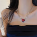 Gothic Irregular Red Heart Necklace Y2K Dark Love Ghost Claw Chain Necklaces Punk Grunge Aesthetic Egirl Branch Heart Necklace Demoo.