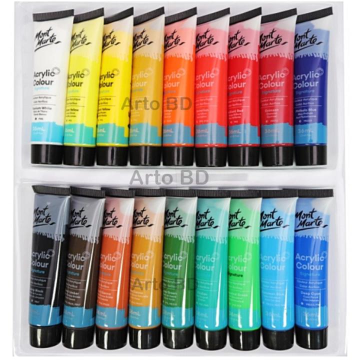 Acrylic Colour Paint Set-36ml-18 Shades Mont Marte Acrylic Color