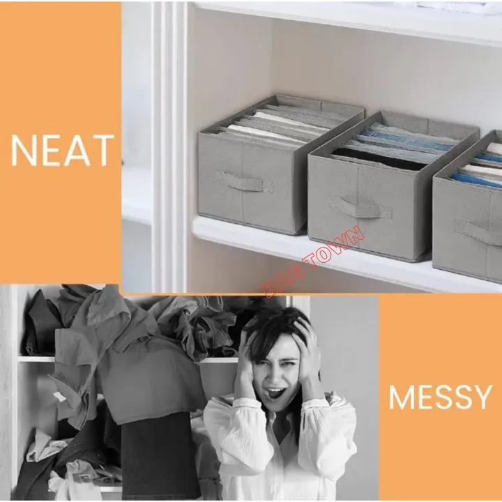 3%20Pcs%20Pack%207%20Grids%20Large%20Cloth%20Organizer%20Box%20Closet%20Storage%20drawer%20divider%20storage%20organizer%20Box.%20-%20Image%202