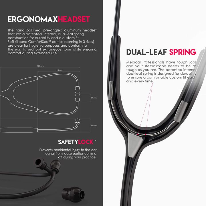 MDF%C2%AE%20ACOUSTICA%C2%AE%20Black%20Edition%20Lightweight%20Dual%20Head%20Stethoscope%20-%20MDF747XP-all%20black%20-%20Image%205