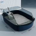 Cat Litter Box Detachable Anti Large Easy to Clean Open Top Cat Kitty Blue. 