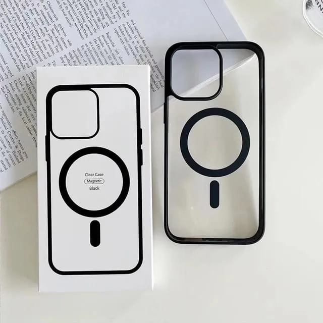 Magnetic%20Transparent%20Phone%20Case%20for%20iPhone%2011%20to%2014%20Pro%20Max%20with%20Slim%20Design%20Black%20and%20Gold%20Frame%20Supports%20Magsafe%20Charging%20-%20Image%207