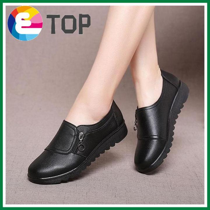 Fashion Women New Casual Leather Slip On Outdoor Flat Loafers Boat Shoes  intl