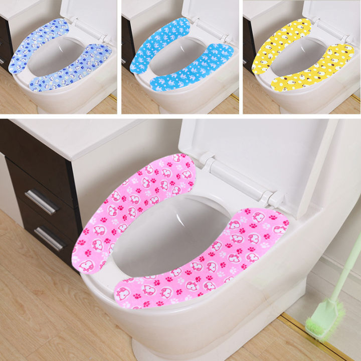 Washable Bathroom Adhesive Cloth Toilet Seat Pad